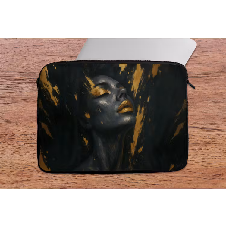 Gezicht - Vrouw - Verfspatten - Abstract laptophoes neopreen klein -tafel
