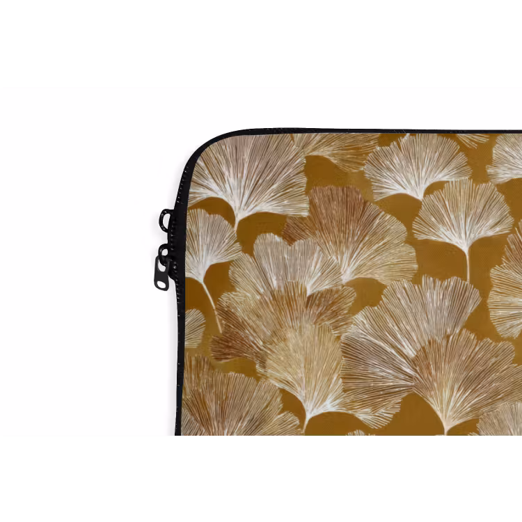 Ginkgo - Bladeren - Goud laptophoes neopreen klein 279 -detail