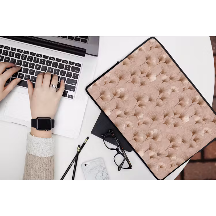 Ginkgo - Patroon - Roze laptophoes neopreen klein 279 -bureau