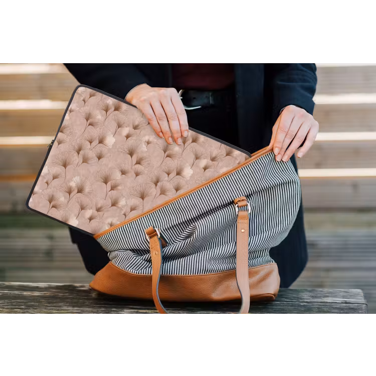 Ginkgo - Patroon - Roze laptophoes neopreen klein 279 -tas