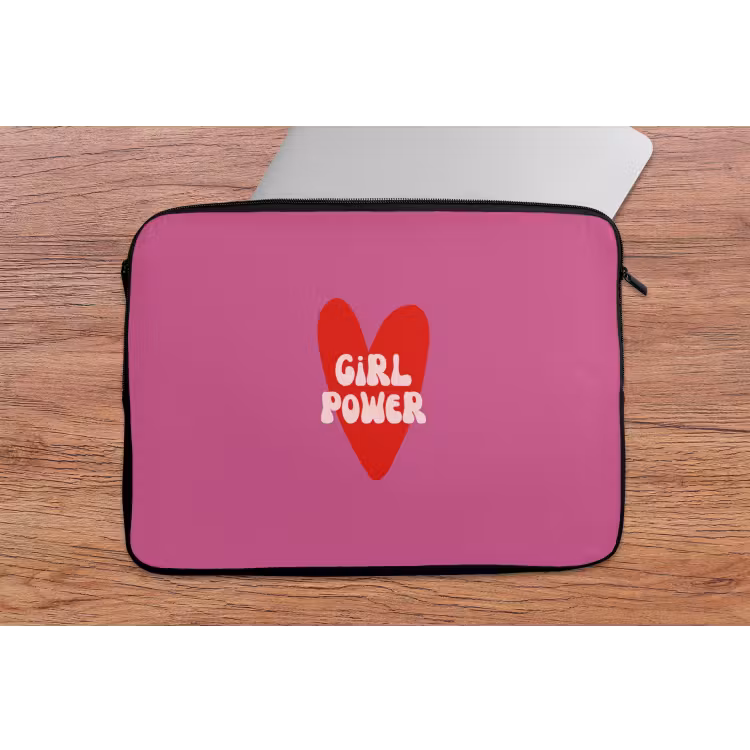 Girl power - Hart - Roze - Rood laptophoes neopreen klein -tafel