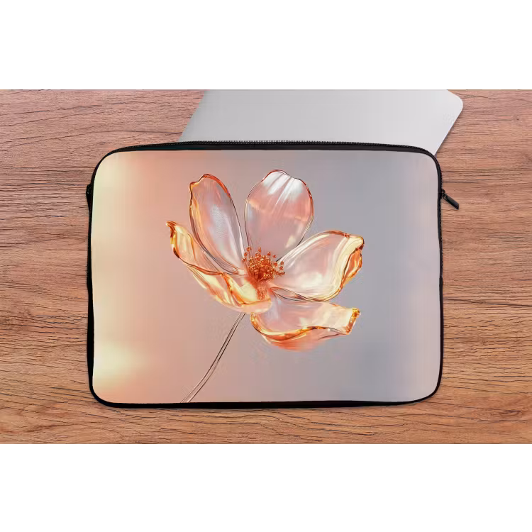 Glazen - Bloem - Roze laptophoes neopreen klein -tafel