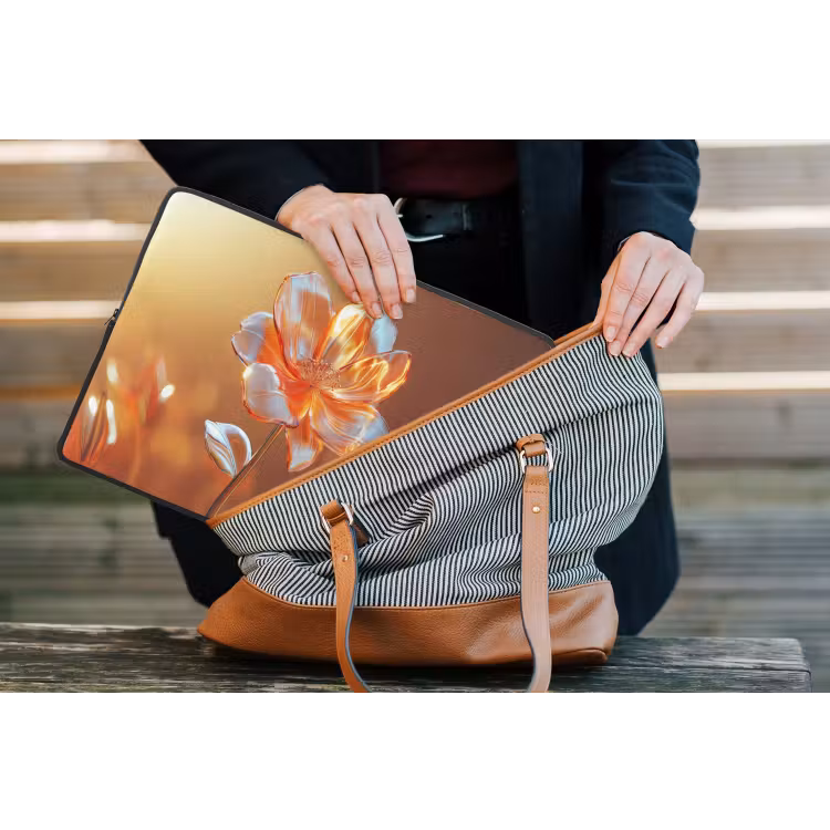 Glazen - Bloem - Zonlicht laptophoes neopreen klein -tas