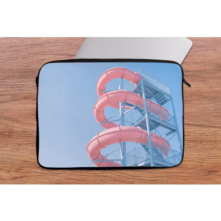 Glijbaan - Waterpark - Spiraal - Modern - Roze laptophoes neopreen klein -tafel