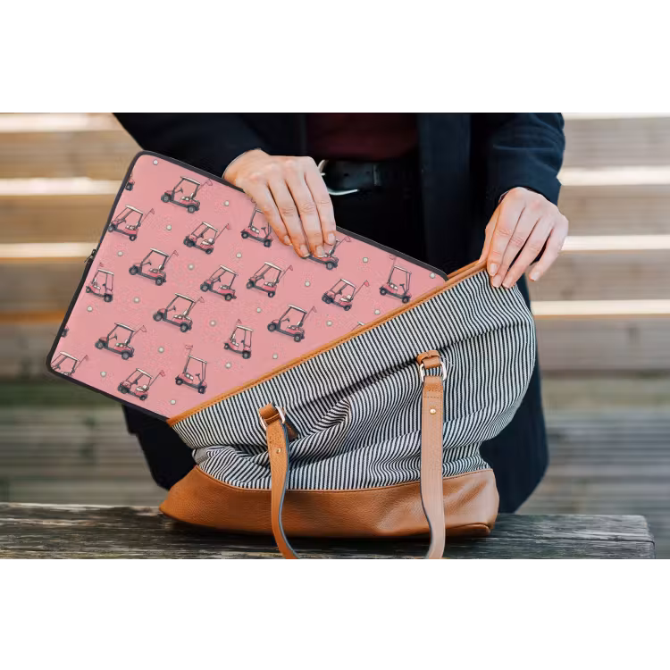 Golfkar - Retro - Roze laptophoes neopreen klein 279 -tas