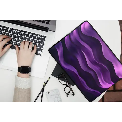 Golven - Abstract - Paars laptophoes neopreen klein -bureau