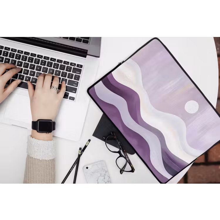 Golven - Heuvels - Abstract - Paars laptophoes neopreen klein -bureau
