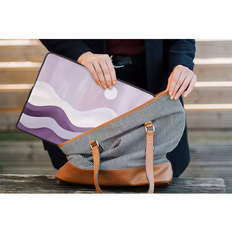 Golven - Heuvels - Abstract - Paars laptophoes neopreen klein -tas