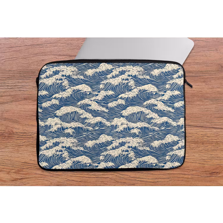 Golven - Klassiek - Blauw laptophoes neopreen klein 279 -tafel