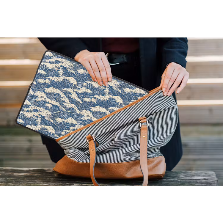 Golven - Klassiek - Blauw laptophoes neopreen klein 279 -tas