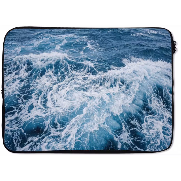 Golven - Oceaan - Blauw laptophoes neopreen klein -zkaufland3dotto