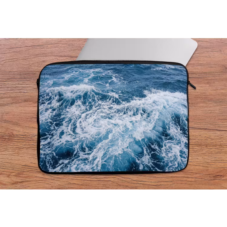 Golven - Oceaan - Blauw laptophoes neopreen klein -tafel
