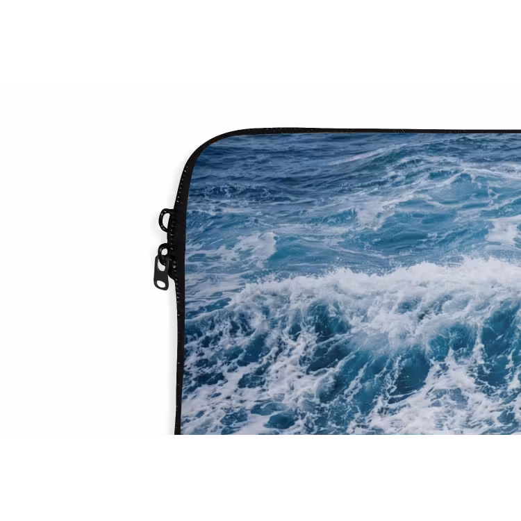 Golven - Oceaan - Blauw laptophoes neopreen klein -detail