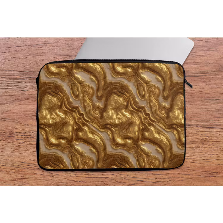 Golven - Organisch - Goud - Crème laptophoes neopreen klein 279 -tafel