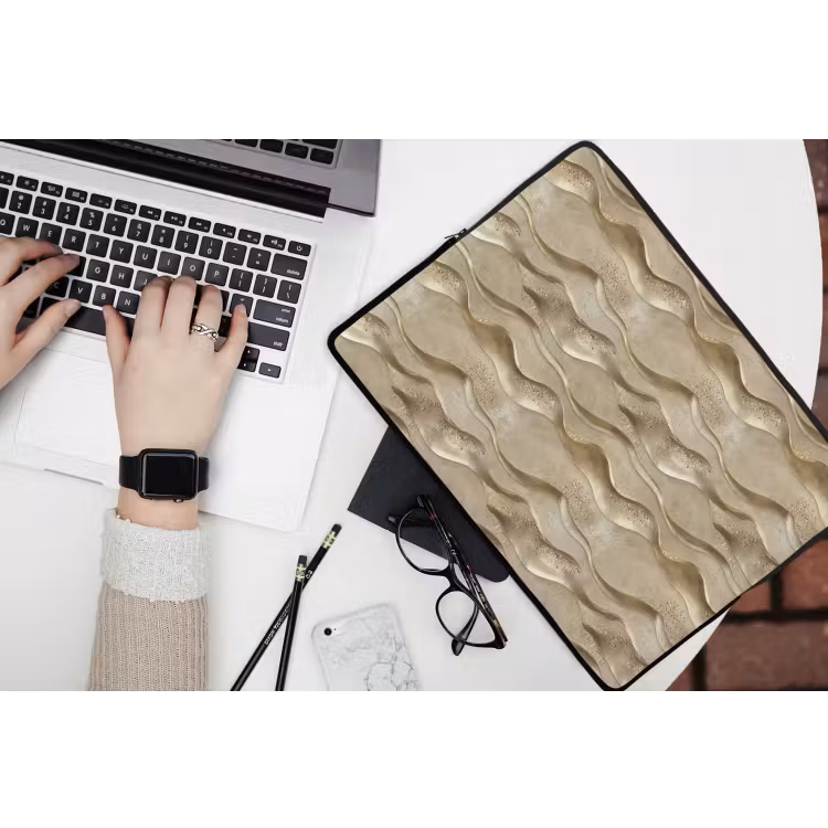 Golven - Patroon - Goud laptophoes neopreen klein 279 -bureau