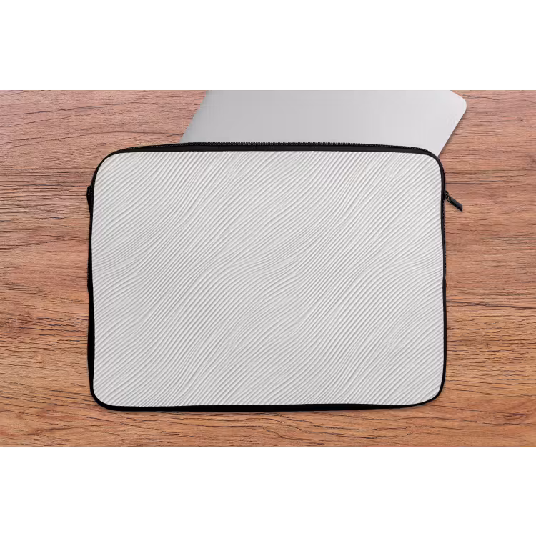 Golven - Ribbels - Wit laptophoes neopreen klein 279 -tafel