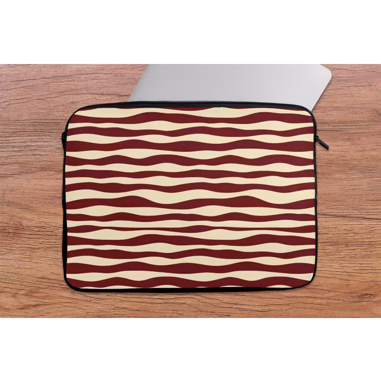 Golven - Rood - Patroon - Crème laptophoes neopreen klein 279 -tafel