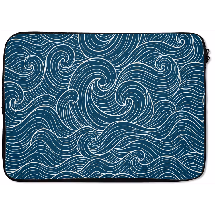 Golven - Spiraal - Water - Abstract - Blauw laptophoes neopreen klein -zkaufland3dotto