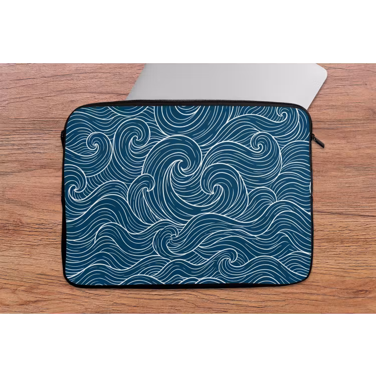 Golven - Spiraal - Water - Abstract - Blauw laptophoes neopreen klein -tafel