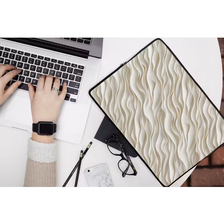 Golven - Wit - Minimalistisch laptophoes neopreen klein 279 -bureau