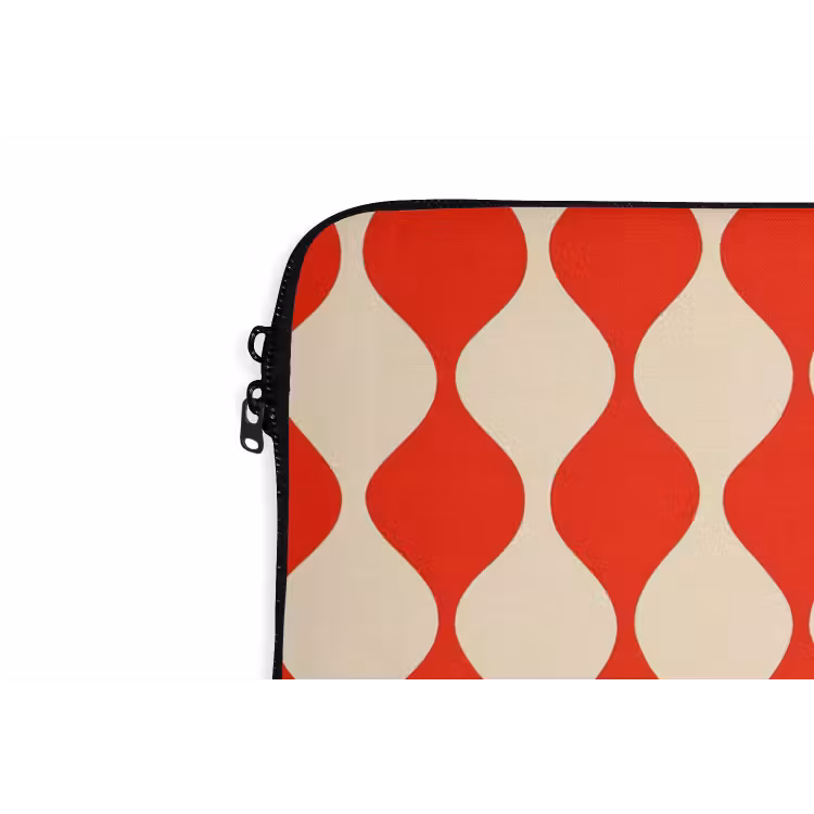 Golvend patroon - Retro - Rood - Beige laptophoes neopreen klein 279 -detail