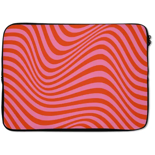 Golvend patroon - Rood - Roze - Lijnen laptophoes neopreen klein -zkaufland3dotto