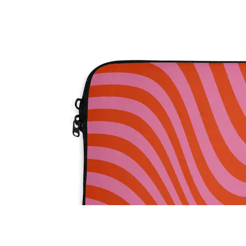 Golvend patroon - Rood - Roze - Lijnen laptophoes neopreen klein -detail