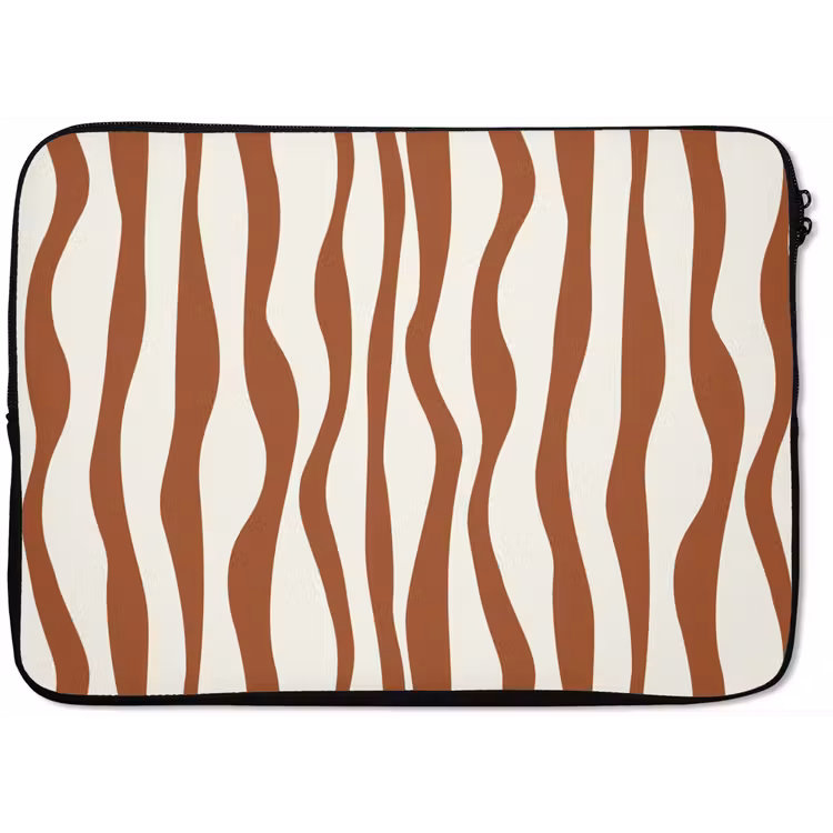 Golvende lijnen - Strepen - Beige - Bruin laptophoes neopreen klein -zkaufland3dotto