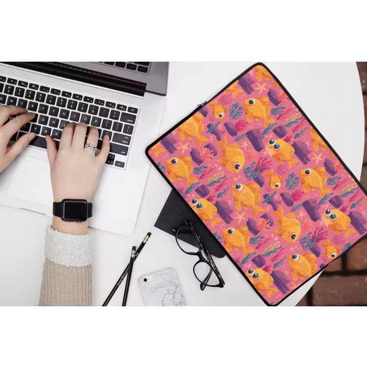Goudvissen - Koraal - Kleurrijk laptophoes neopreen klein 279 -bureau