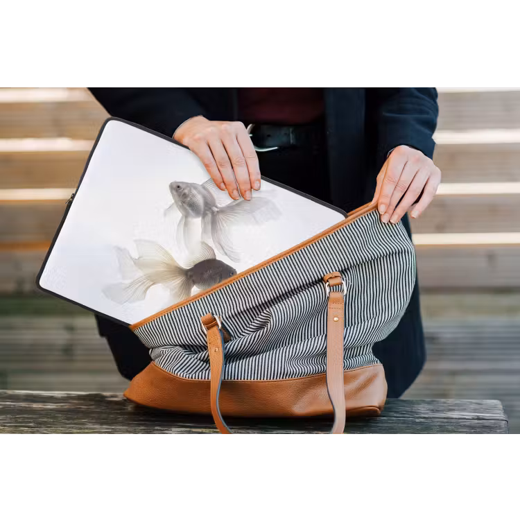 Goudvissen - Modern - Wit laptophoes neopreen klein -tas
