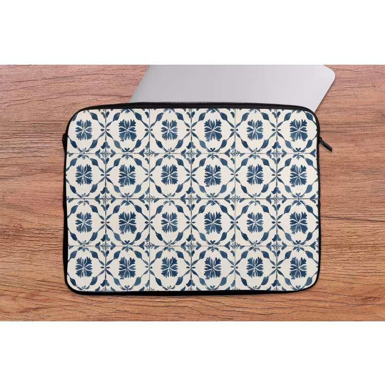 Grafisch - Tegel - Blauw laptophoes neopreen klein 279 -tafel