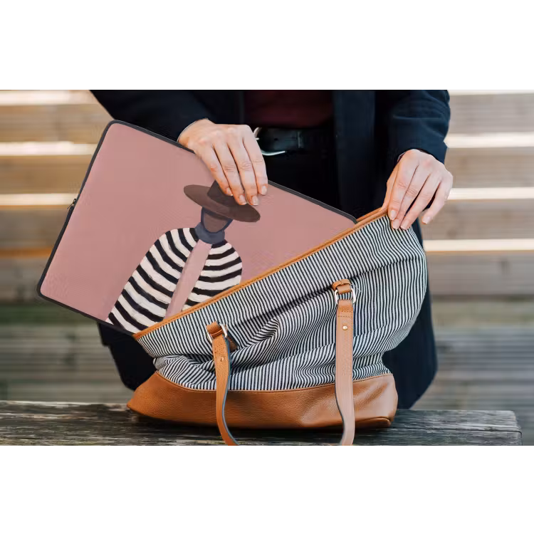 Grafisch - Vrouw - Roze laptophoes neopreen klein -tas