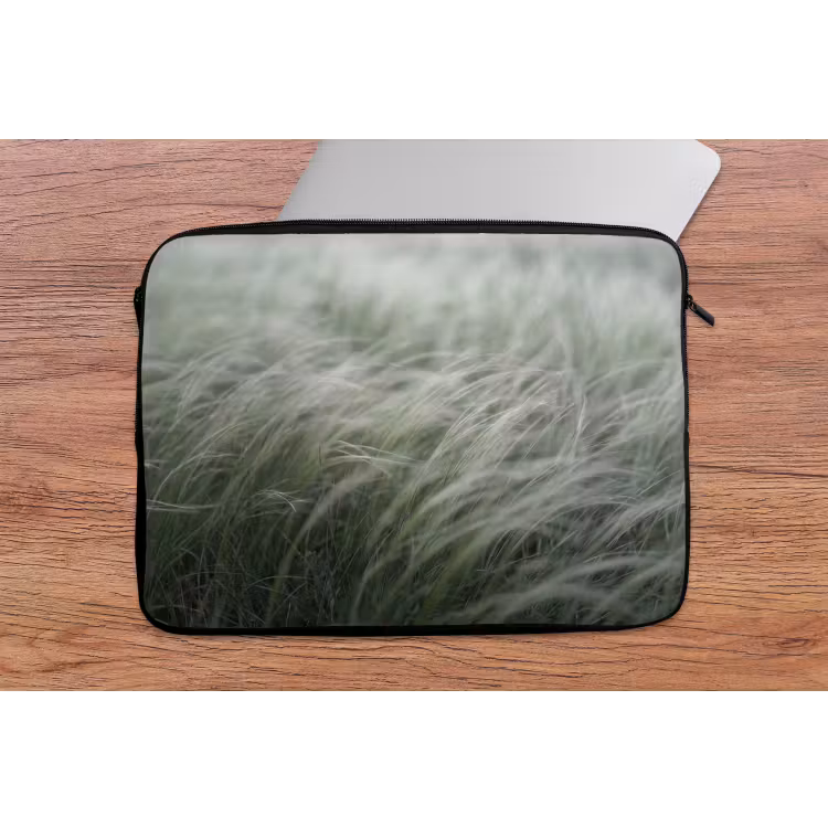 Gras - Wazig - Natuur - Groen - Zacht laptophoes neopreen klein -tafel