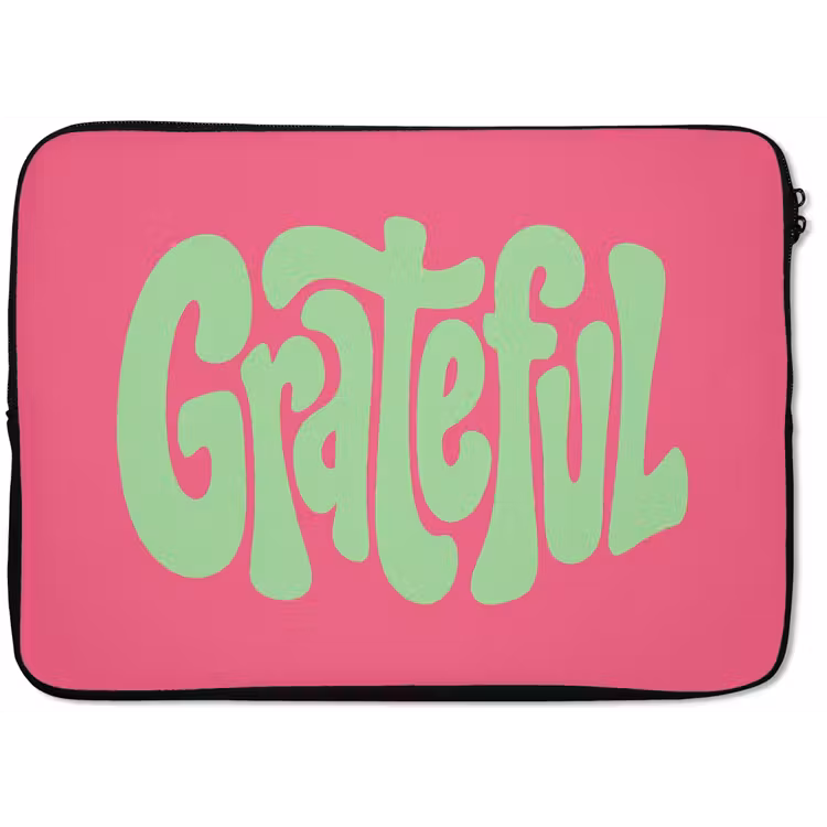 Grateful - Groen - Grafisch - Vloeiend laptophoes neopreen klein -zkaufland3dotto