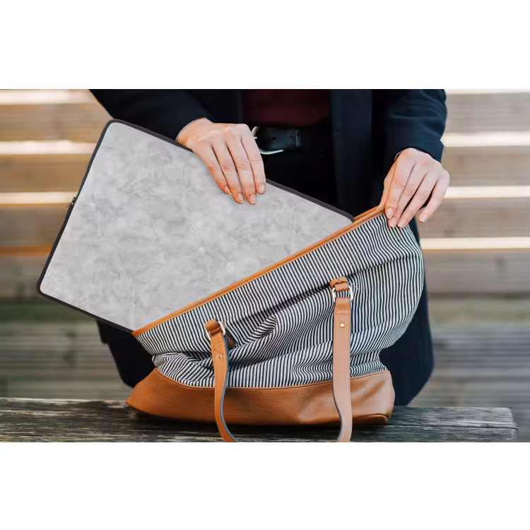 Grijs - Marmer - Mat laptophoes neopreen klein 279 -tas