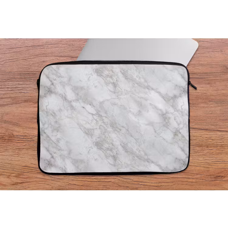 Grijs - Wit - Marmer laptophoes neopreen klein 279 -tafel