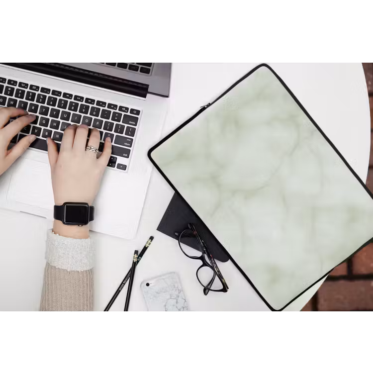 Groen - Marmer - Aders laptophoes neopreen klein 279 -bureau