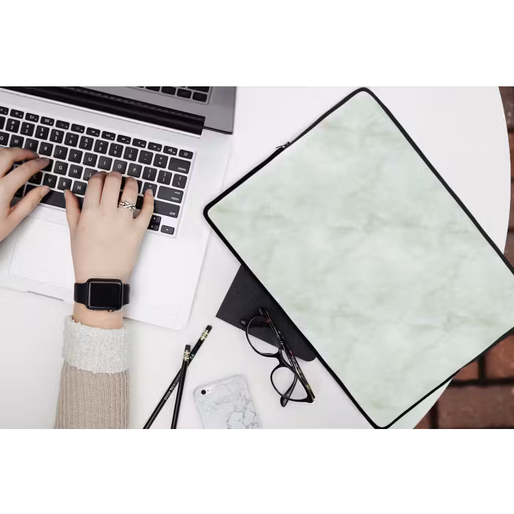Groen - Marmer - Vloeiende aders laptophoes neopreen klein 279 -bureau