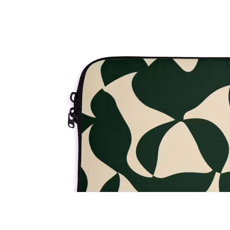 Groen - Organische vlakken - Crème laptophoes neopreen klein 279 -detail