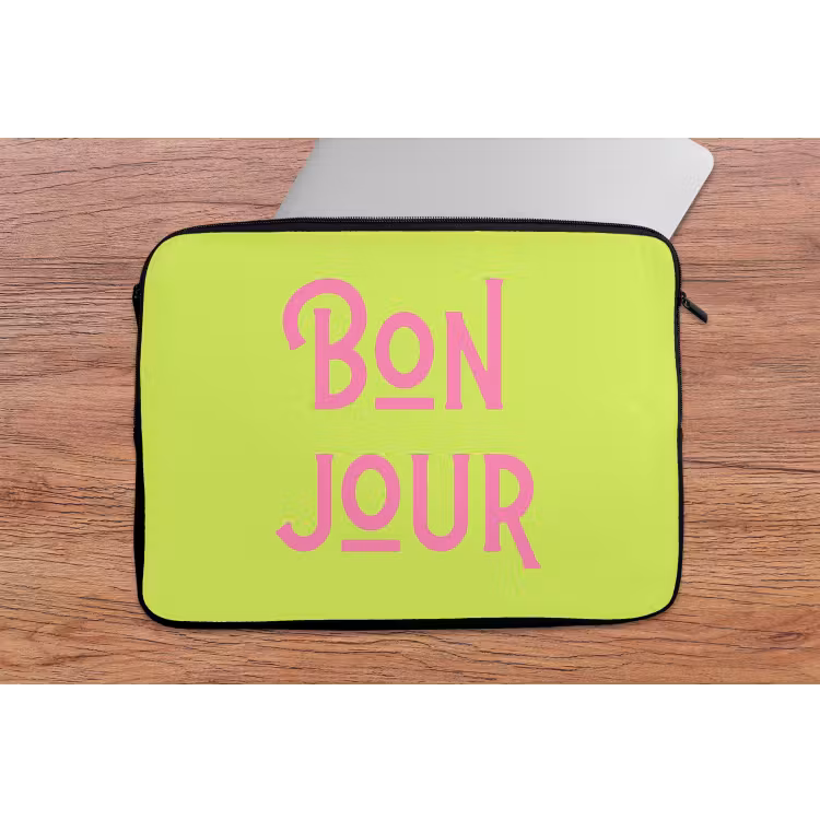 Groen - Roze bonjour - art-deco laptophoes neopreen klein -tafel