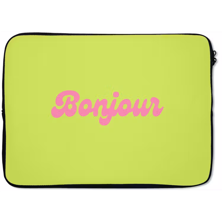 Groen - Roze bonjour - Retro laptophoes neopreen klein -zkaufland3dotto