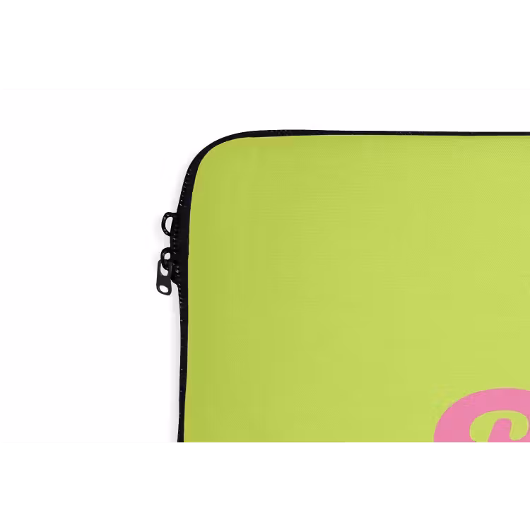Groen - Roze bonjour - Retro laptophoes neopreen klein -detail