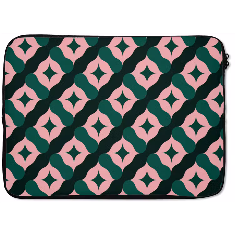 Groen - Roze - Retro - Sterren laptophoes neopreen klein 279 -zkaufland3dotto
