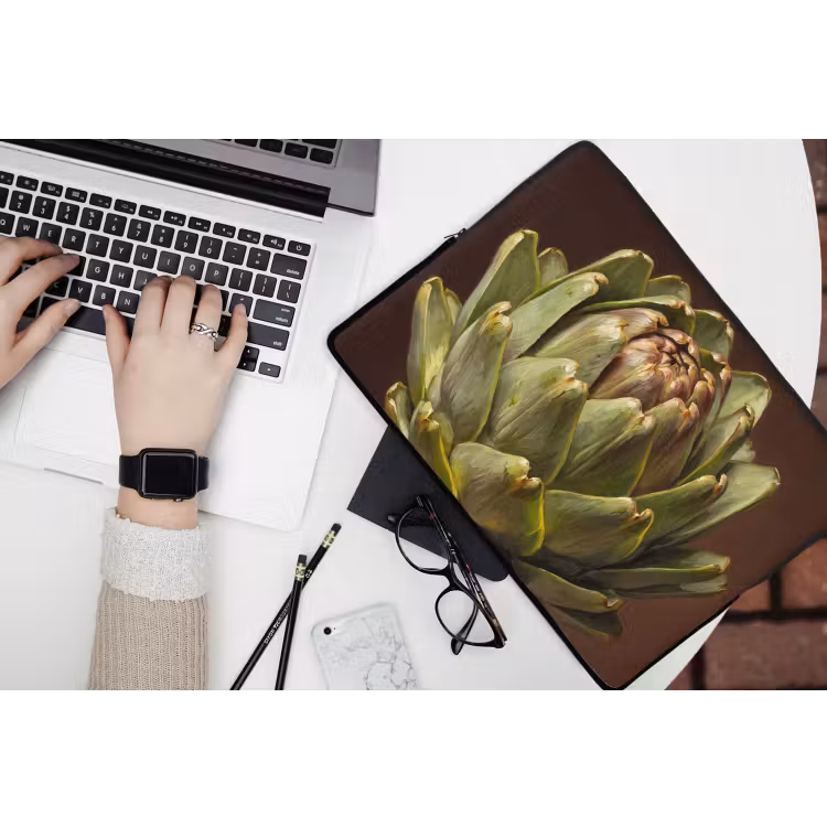 Laptophoes Groente - Artisjok - Groen - Groente - Artisjok - Groen laptophoes neopreen klein
