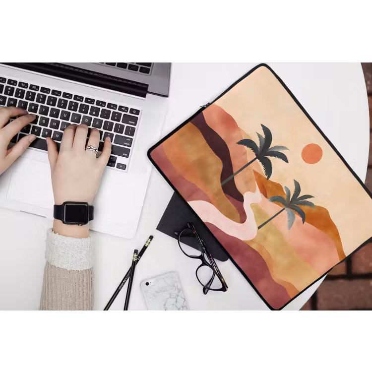 Heuvels - Palmbomen - Abstract laptophoes neopreen klein -bureau