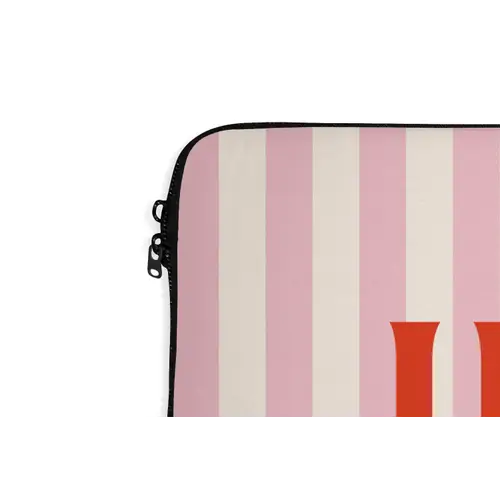 Hola - Quote -  Strepen - Pastel - Roze - Rood - Wit laptophoes neopreen klein -detail