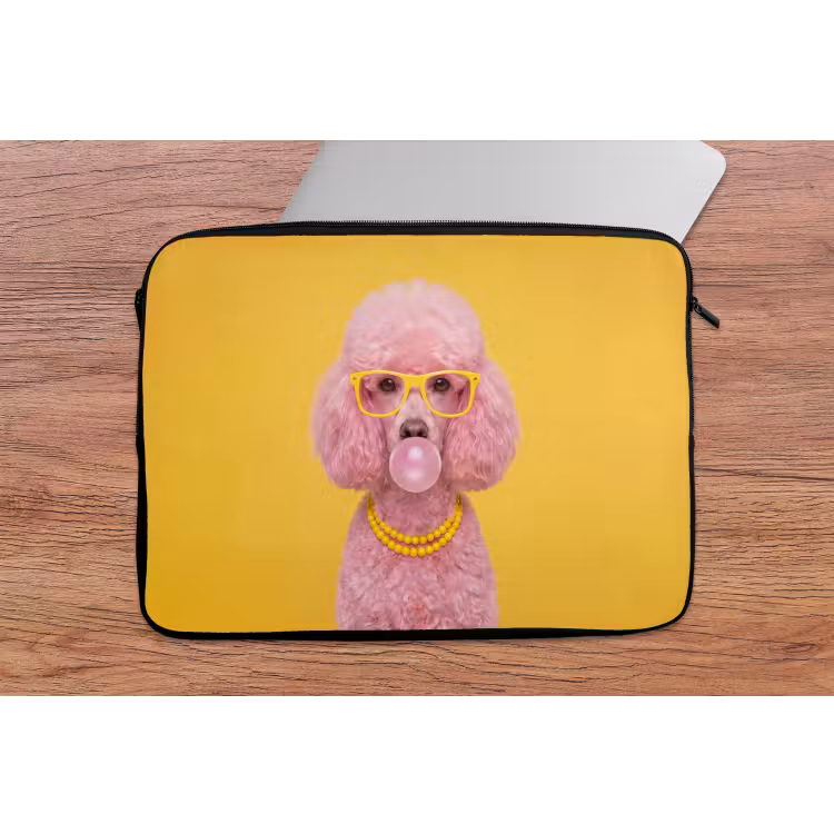 Hond - Kauwgum - Dieren - Modern - Roze laptophoes neopreen klein -tafel