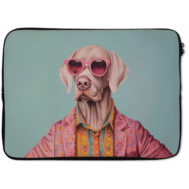 Hond - Overhemd - Bloemen - Bril laptophoes neopreen klein -zkaufland3dotto