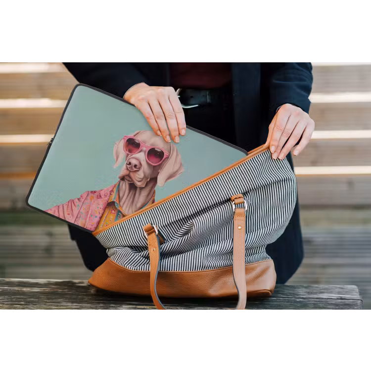 Hond - Overhemd - Bloemen - Bril laptophoes neopreen klein -tas