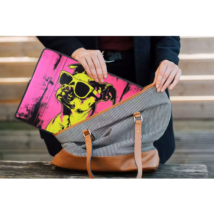 Hond - Zonnebril - Roze - Art laptophoes neopreen klein -tas